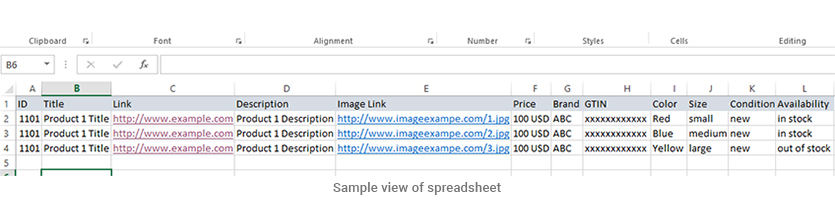 google shopping listings